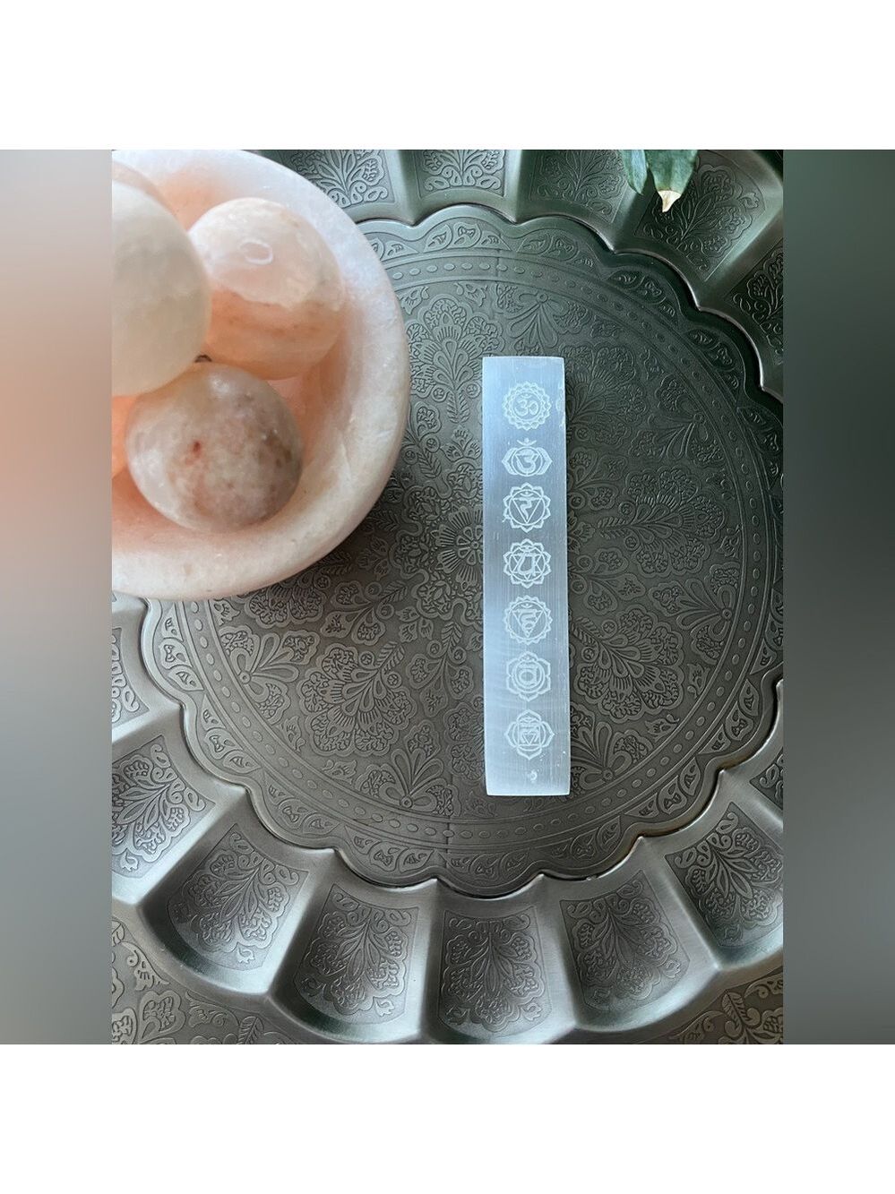 Selenite chakras incense holder